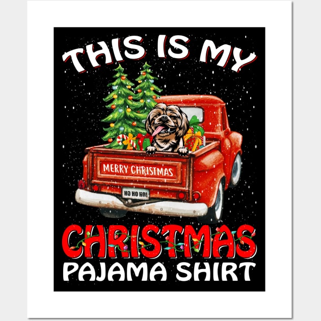 This Is My Christmas Pajama Shirt Shih Tzu Truck Tree Wall Art by intelus